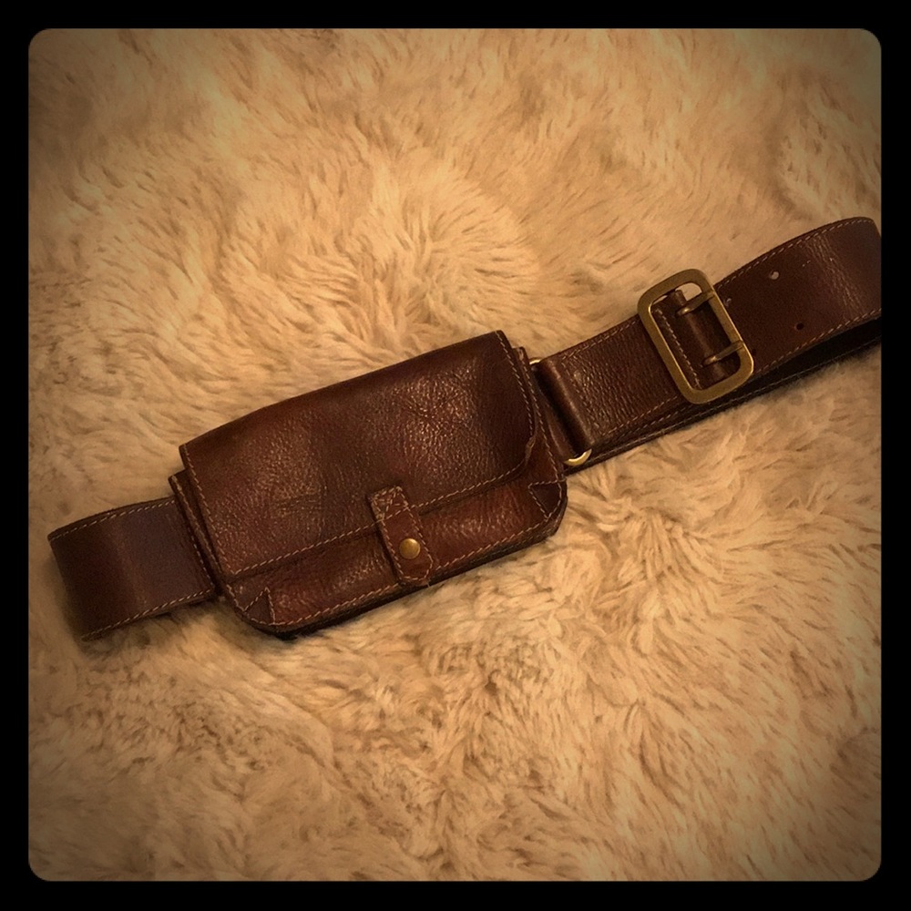 Brown leather belt purse